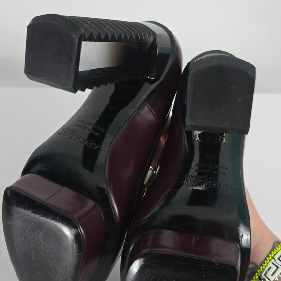 Aperlai High Heel Loafer Lucite Zig Zag Heel Platform Oxblood Burgundy Size 38 - Picture 12 of 14